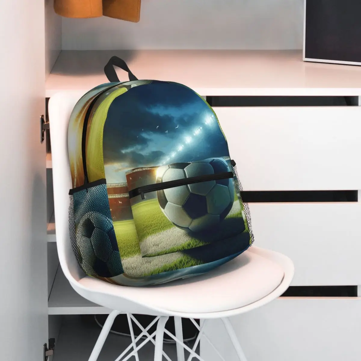 

Soccer 3D Football Student Backpack School Bag Hiking Travel Daypack for Boys Girls Fashion Bookbag Shoulder Bags