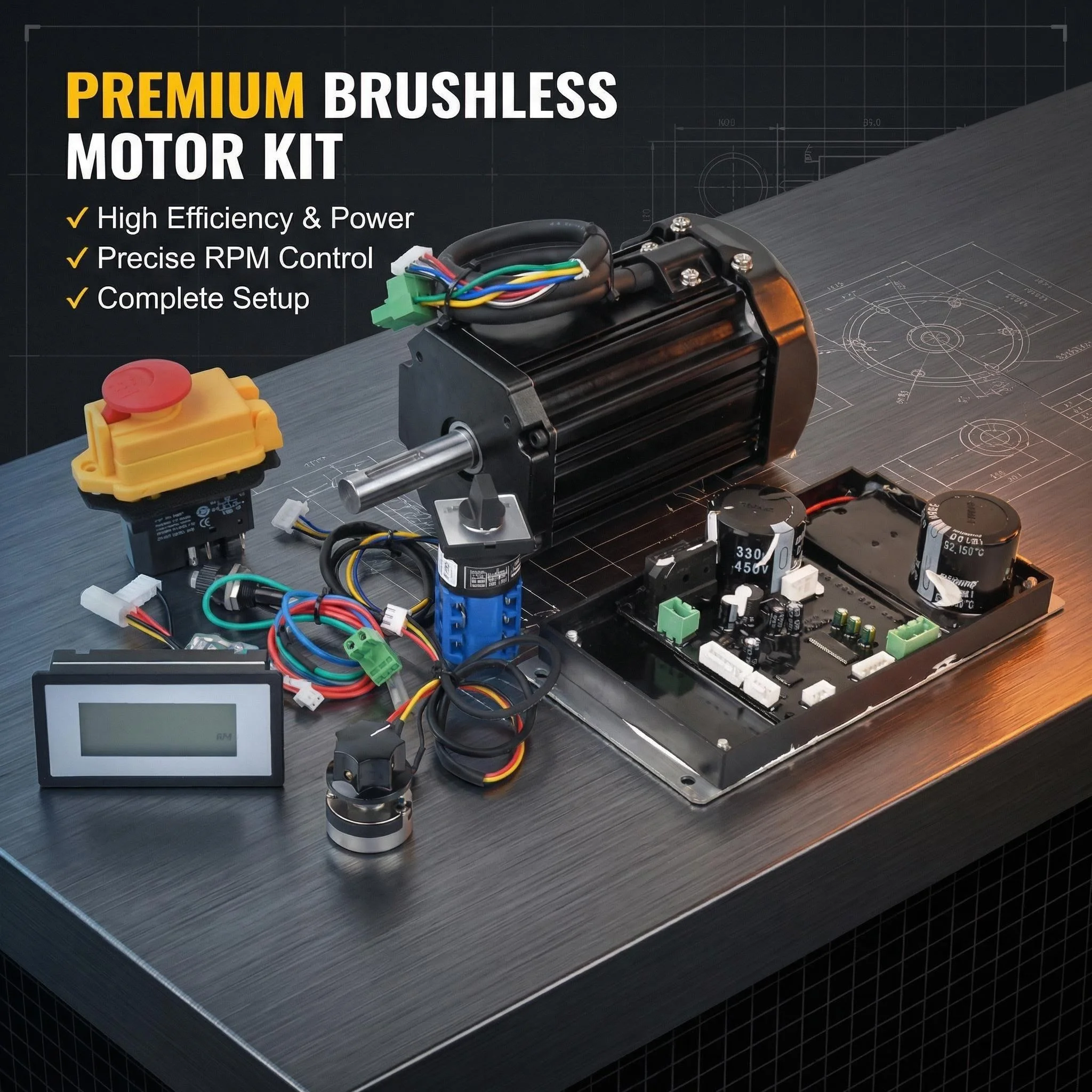 

850W/1100W Brushless DC Motor Main Control Board Lathe Drive Kit, 220V/110V BLDC Electric Motor Power Board