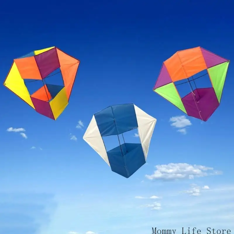 Cometa forma caja cubos aire libre verano en enorme aire libre, kite volador suave para niños y