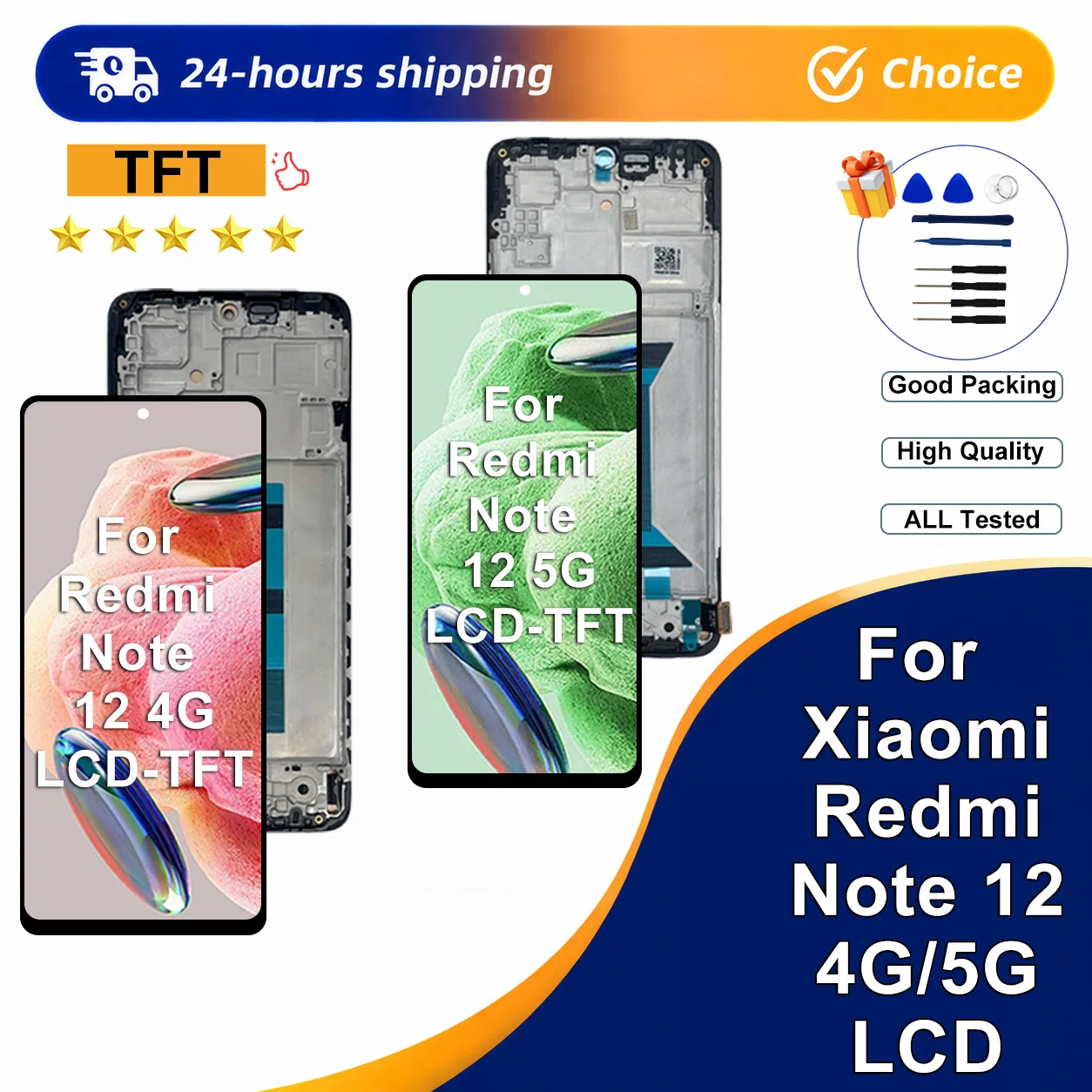 6.67'' Super TFT LCD For Xiaomi Redmi Note 12 4G Display Replacement Parts For Redmi Note 12 5G Screen 3D Touch Screen Digitizer
