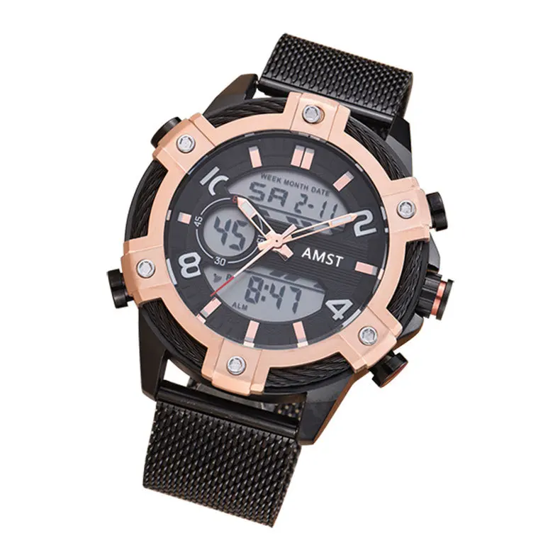 

AMST Quartz Men's Watch Waterproof Alarm Clock Student Watch Outdoor Sports Watch Luminous Watch Large Dial