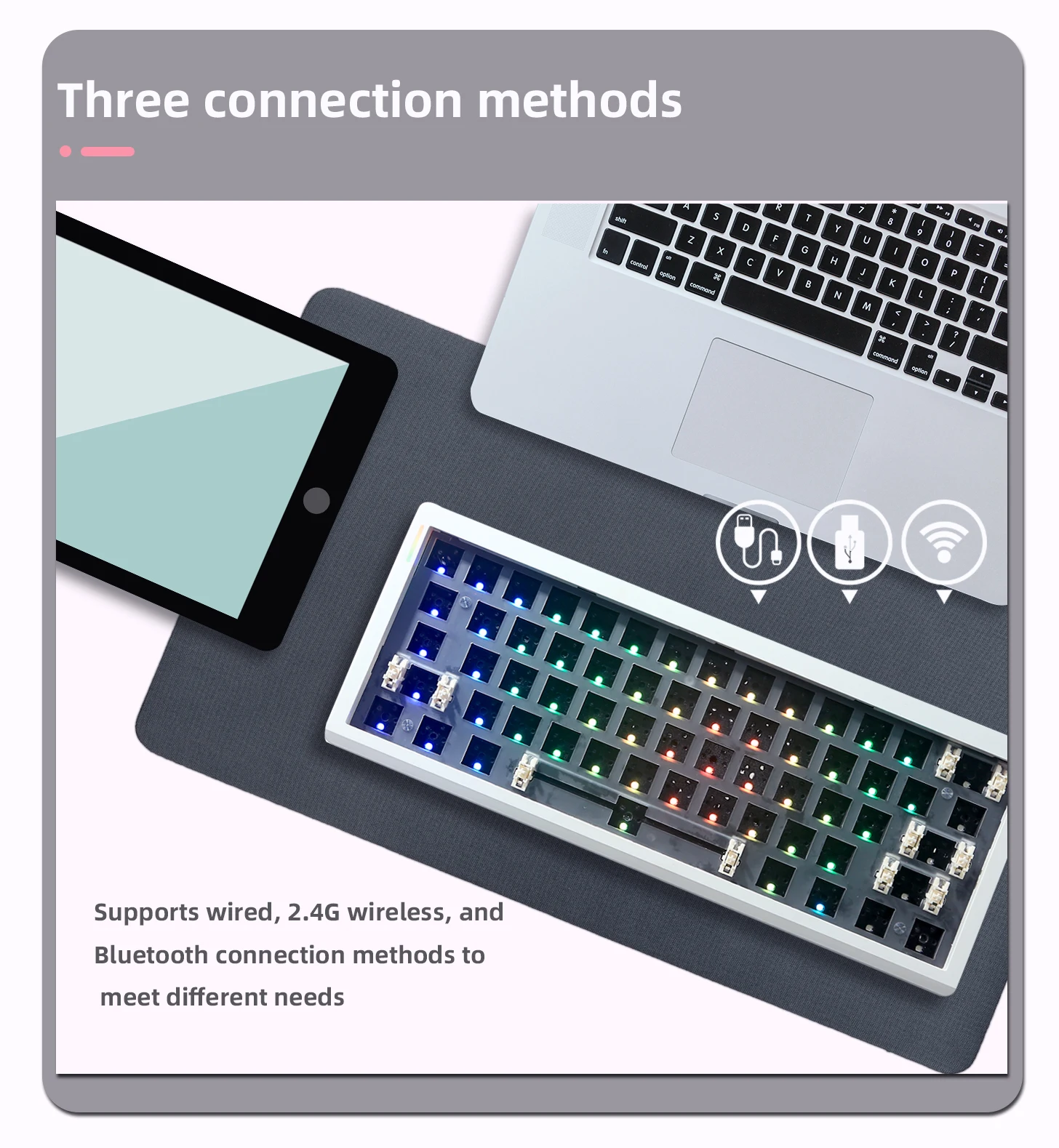 ZUOYA Gmk61 Mechanical Keyboard Kit Hot-swappable 3-mod Bluetooth 2.4G Wireless RGB Backlit Gasket Structure Keyboard