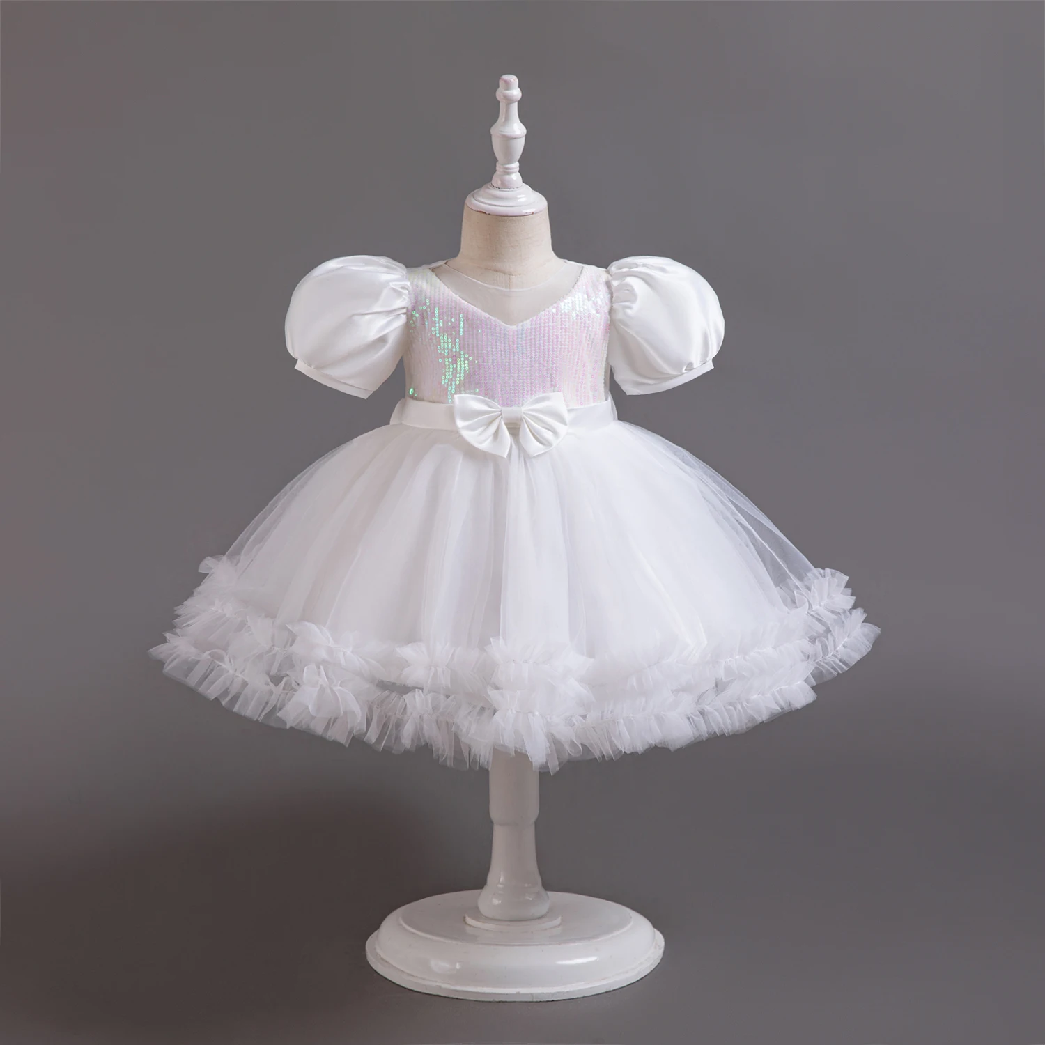 Baby Girls Sequin Dress 1st Birthday Baptism Party Costume 1-5Y Infant Gown Flower Kids Wedding Evening Elegant Princess Dresses