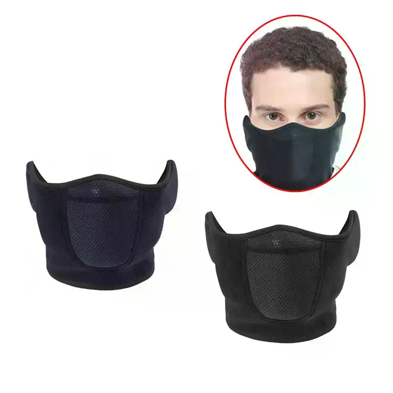 

Outdoor Motorcycle Cycling Antifreeze Head Cover Winter Skiing Half Face Protection Warm Ear Mask Fleece Windproof Face Mask