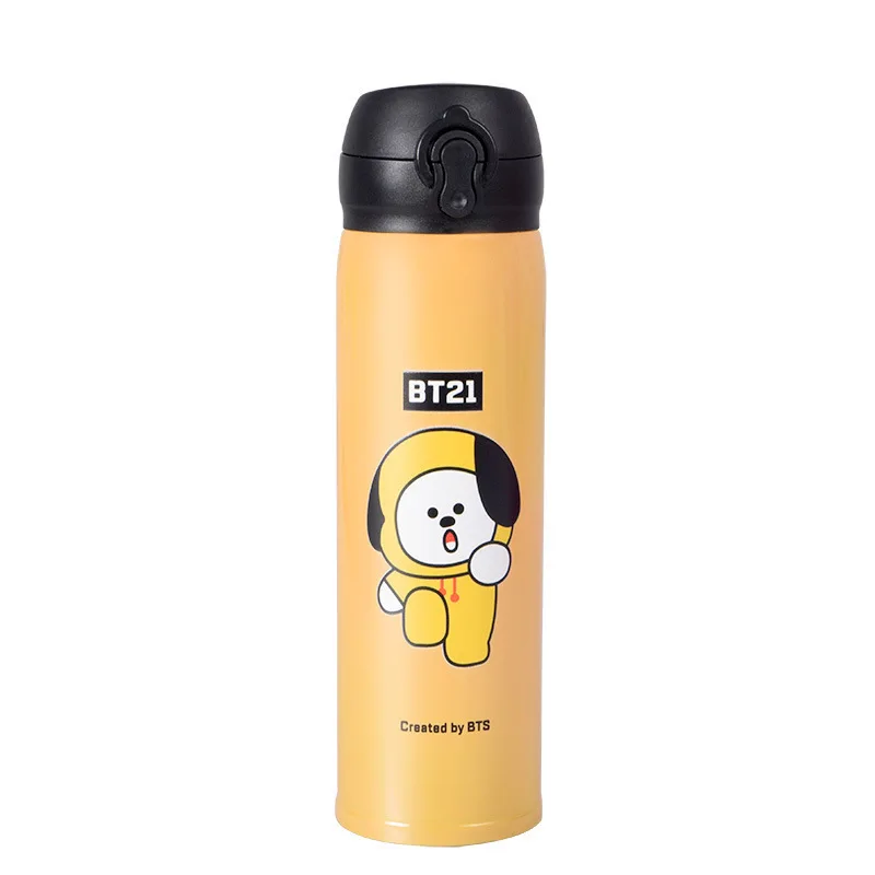 500Ml Water Cup Anime Cartoon Bt21 Thermos Cup Student Cute Stainless Steel Cup Tumbler Car Thermos Cup Gift for Friends