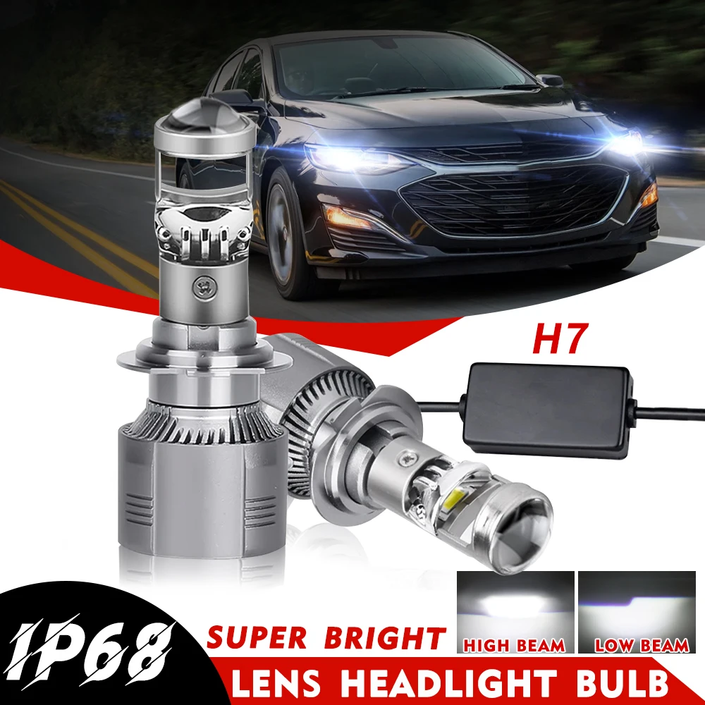 

HAOLIDE светодиодные лампы для фар с линзой H4 H7 H11 9005 мини-автоматические светодиодные лампы для автомобиля, мотоцикла 12 В 6000 К