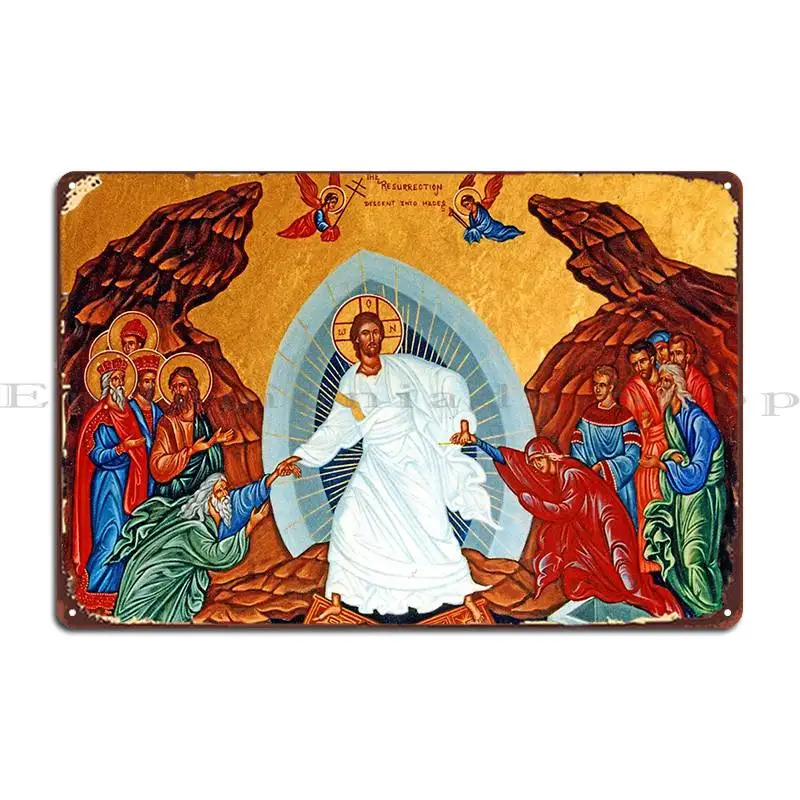 Jesus Christ Byzantine Resurrection Metal Plaque Poster Pub Plates Cinema Club Personalized Cave Tin Sign Poster