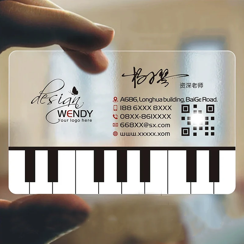 Business Card Customization Transparent PVC Printing White 100 Personalized Custom Business Cards Logo Plastic Business Cards