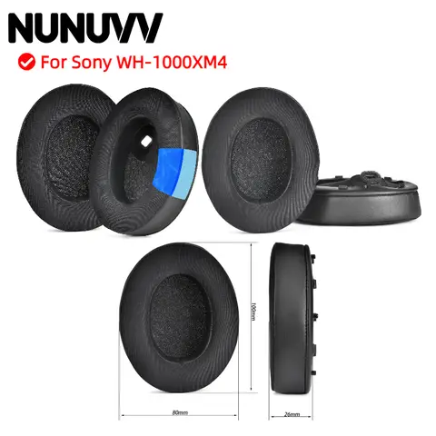 NUNUVV 교체용 소프트 메모리 폼 아이스 젤/소니 WH-1000XM4 이어폰 이어 패드 이어 컵용 가죽 이어 패드 쿠션
