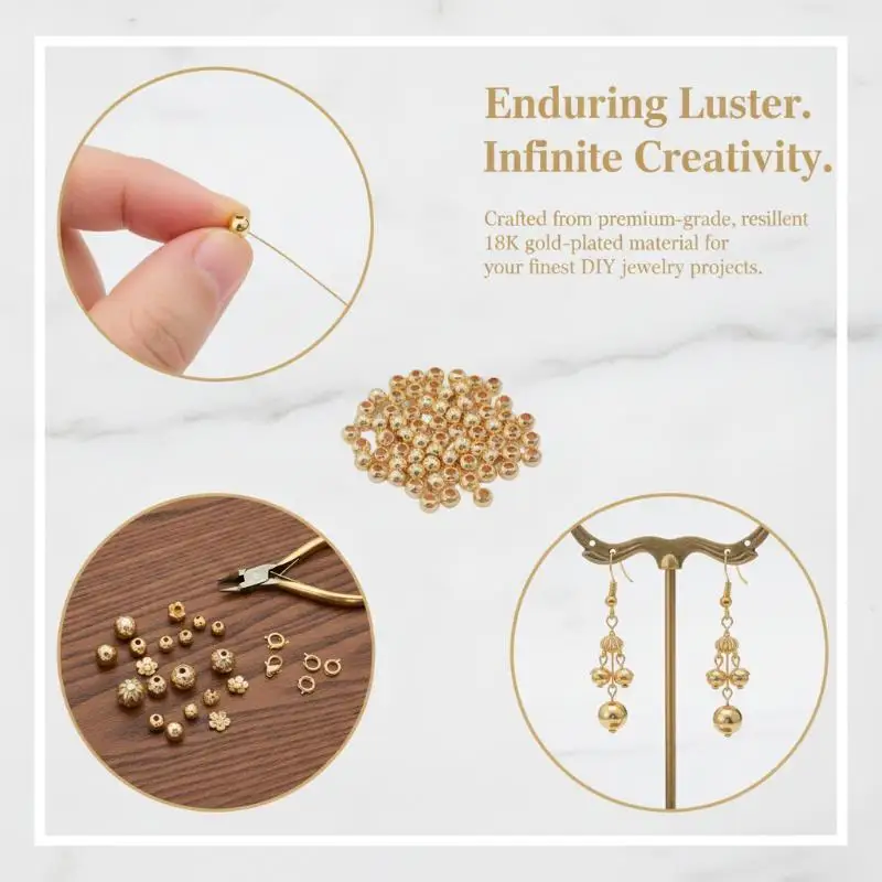 100pcs Gold Plated Ball Crimp End Beads 2/2.5/3mm Stopper Spacer Beads for DIY Jewelry Making