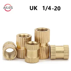 UK Standard 1/4 20 Copper Injection Molding Knurl Thread Insert Nut Embedded Nutsert Double Single Pass