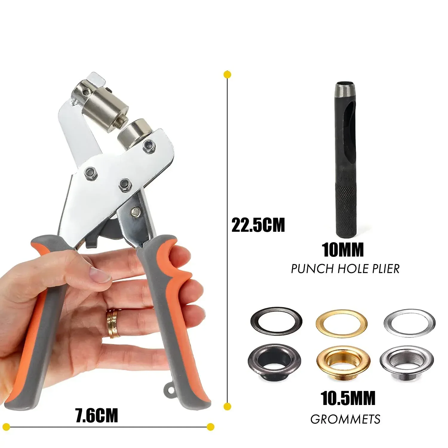 90 sets10M Eyelets Manual Machine Press Handheld Plier Grommets Leather Belt Clothes Craft Flag Hole Pliers Maker Professional