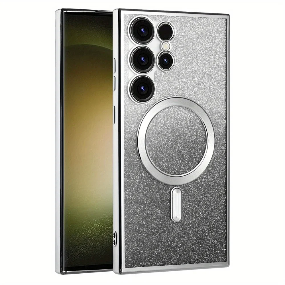 Glitzer-Magnet-Hülle für Samsung Galaxy S25 Ultra S24 FE S23 S22 S21 S26 Plus A56 A36 A17 Kabellose Glänzende Weiche Galvanisierte Abdeckung – Detail 8