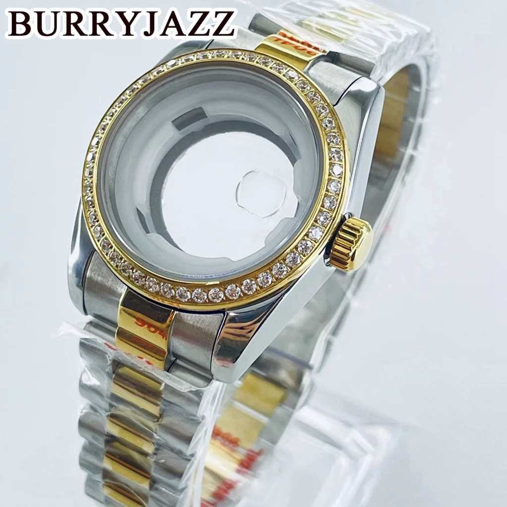 

BURRYJAZZ 31mm NH05 NH06 Silver Gold Solid Stainless Steel Sapphire Glass Diamond Watch Case