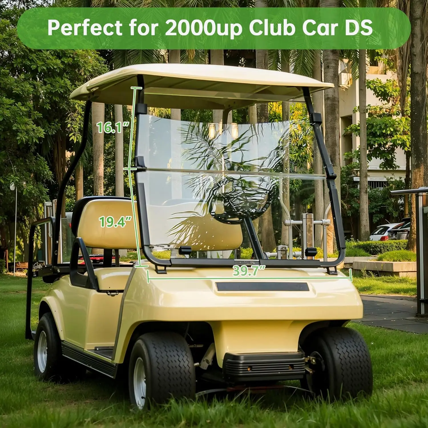Golf Cart HD Windshield for Club Car DS,HD Shatterproof & Foldable Windproof Windshield (Integrated, Tinted)Factory Direct Sales