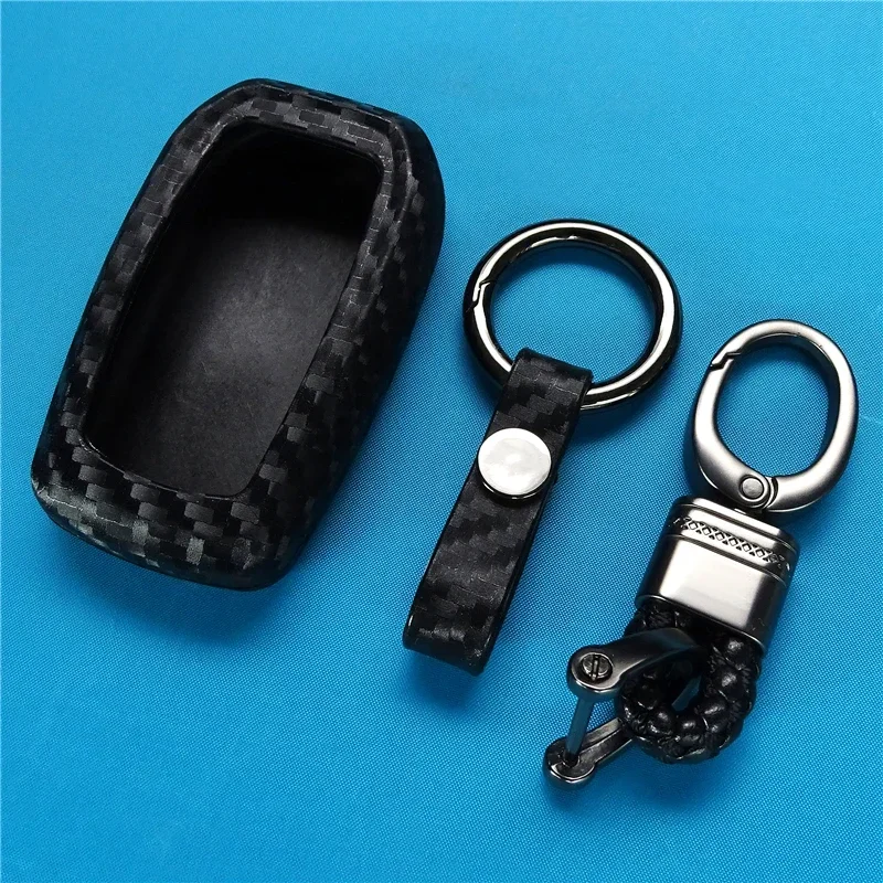 Carbon Fiber Pattern Silicone Key Case Cover Smart Key Fob Protector for Toyota Alphard Fortuner Hilux RAV4 Prime Sienna
