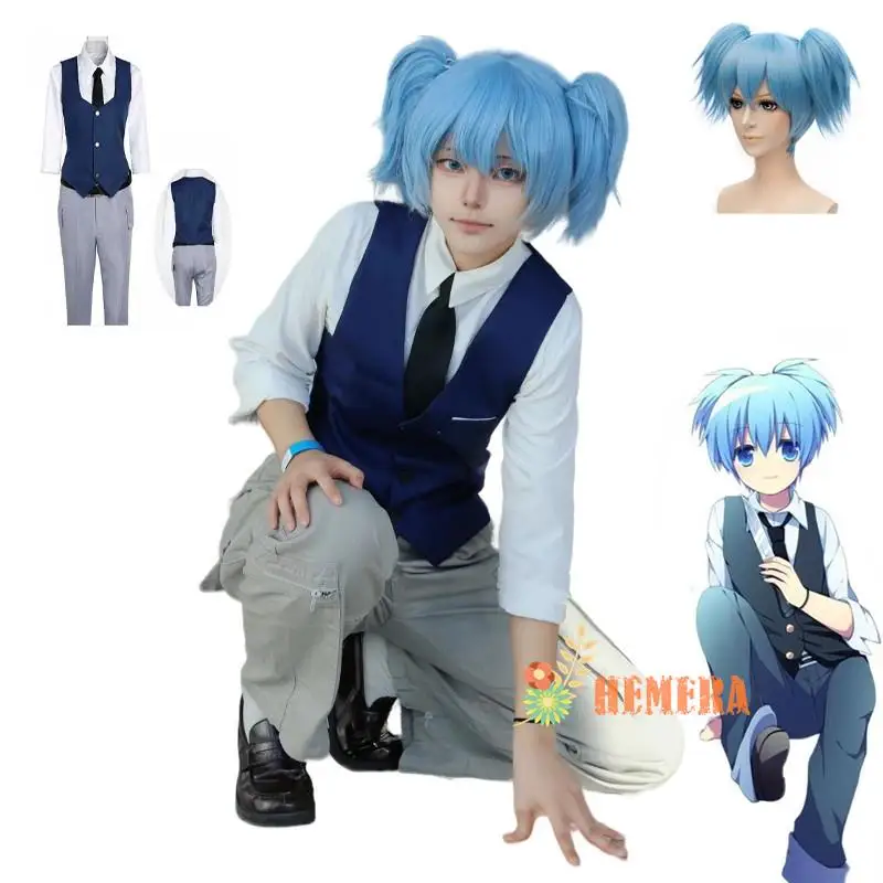 Anime Assassination Classroom Shiota Nagisa Cosplay Costumes Wig Tie Vest Halloween Christmas Party Uniform Unisex Daily Leisure