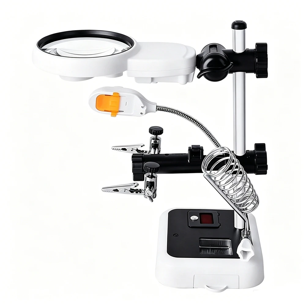 Welding Magnifying Glass LED Light Auxiliary Clip 3.8X 5X 8X Soldering Magnifying Glass Helping Hand Magnifier Electric Tools