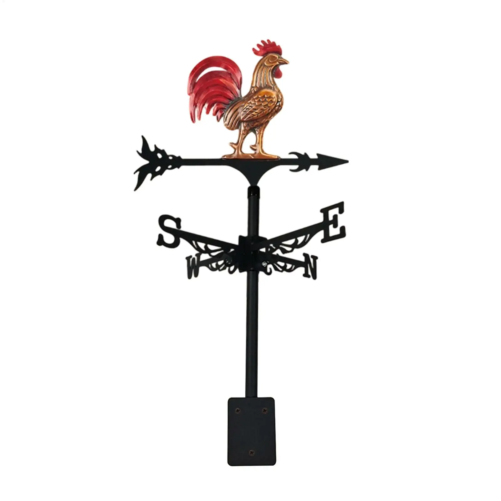 Wind Vane Decorative Iron Rooster Yard Decoration Roof Mount Wind Vanes for Outdoor Backyard Patio Lawn Farm Courtyard Landscape