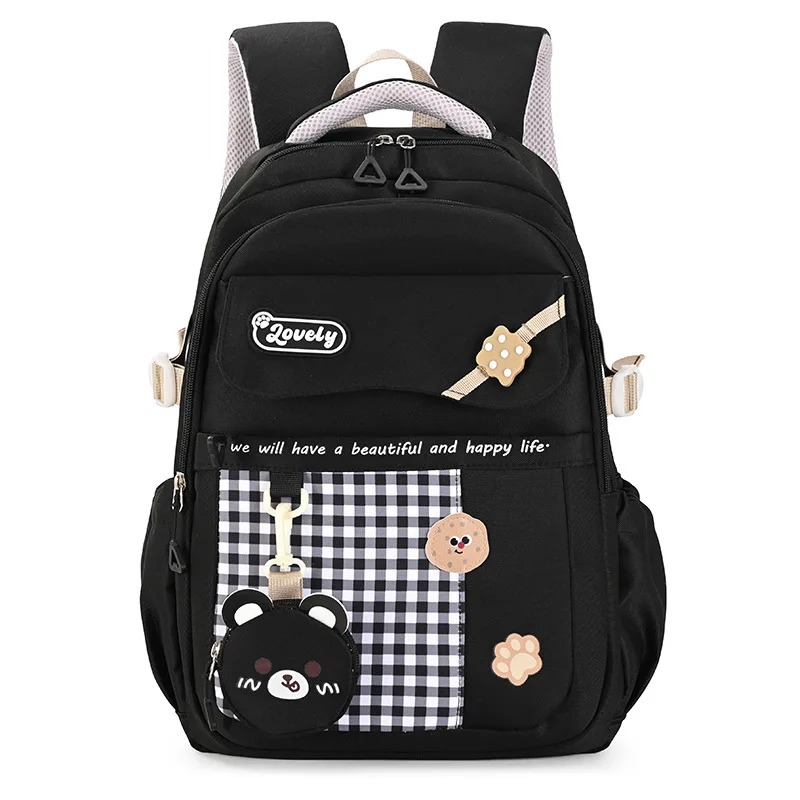 2026 New Cartoon Color Block Student Backpack Large Capacity School Bag, Primary Junior High School Travel Daypack