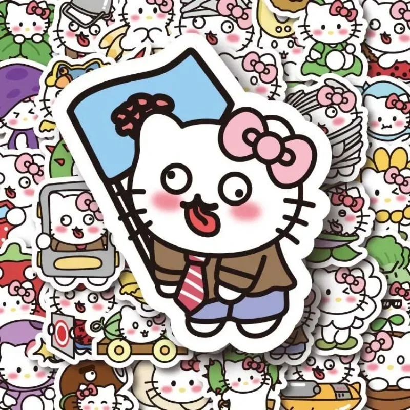 60 шт., набор наклеек HelloKitty, водостойкая кожа для ноутбука, Sanrio, аниме-наклейки, милый забавный чехол для телефона, кавайная упаковка, украшение «сделай сам»