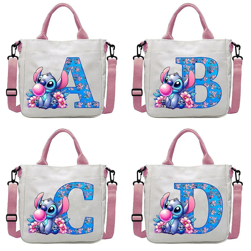 

Детская сумка на плечо Stitch Disney в стиле аниме для мальчиков и девочек, сумка-тоут с надписью из мультфильма, детская парусиновая сумка, сумка через плечо, новые подарки для детей