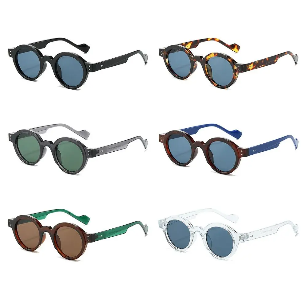 

Trending Double Color Round Sunglasses Clear Lens Rivets Decoration Retro Sun Glasses UV400 Punk Shades for Women & Men