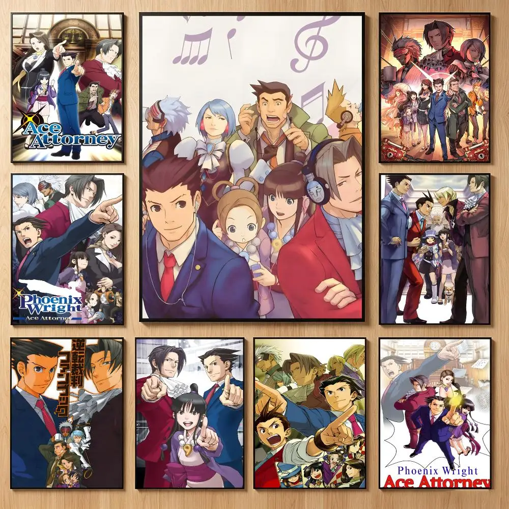 Mystery Game A-Ace Attorney Poster Classic Self-Adhesive PP Wall Sticker for Living Room Bar Decor Gift