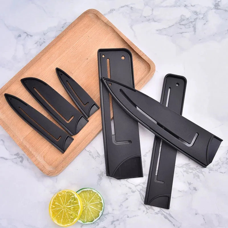 Black Plastic Chef Knife Covers Kitchen Knife Sheath Protective Cover Fruit Knife Universal Cover Kitchen Accessories