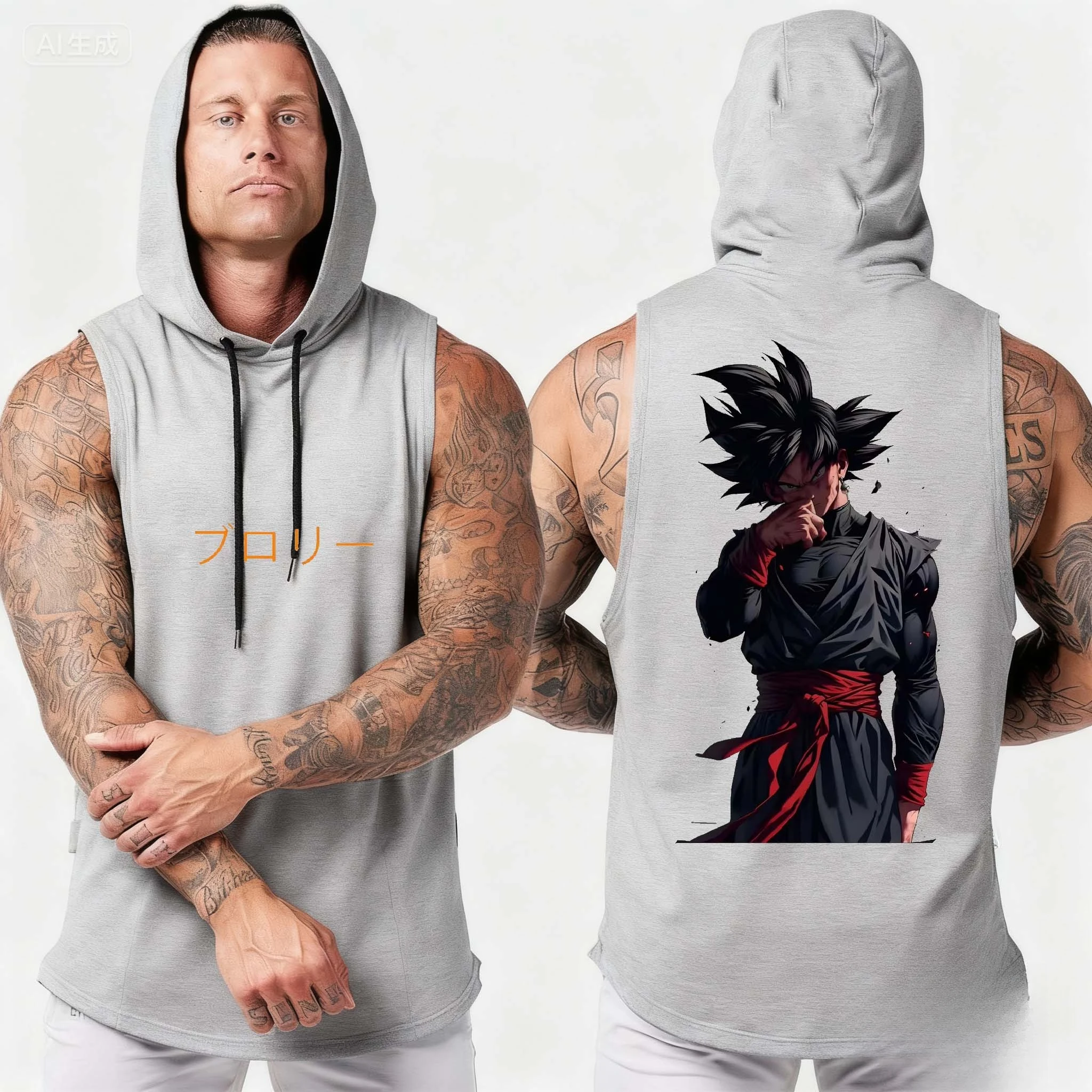 Bandai Sudadera con capucha deportiva sin mangas con estampado de fruta del diablo de una pieza para otoño e invierno, Top deportivo transpirable con cordón absorbente para hombre