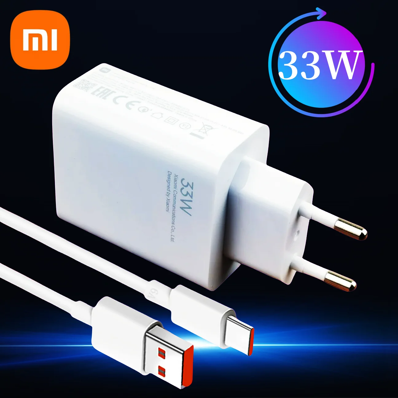 Original Xiaomi 33w Charger Fast Turbo Charge EU Adapter For Redmi Note 13 12 11 10 11s Poco X5 M5S F4 M4 X3 Usb Type C Cable