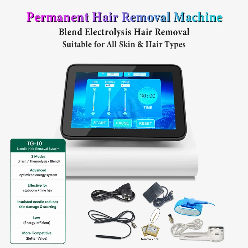 Portable 2 in 1 Electric Needle Tweezers Hair Removal Machine Electric Needle Painless Electrolysis Needle Hair Removal Device