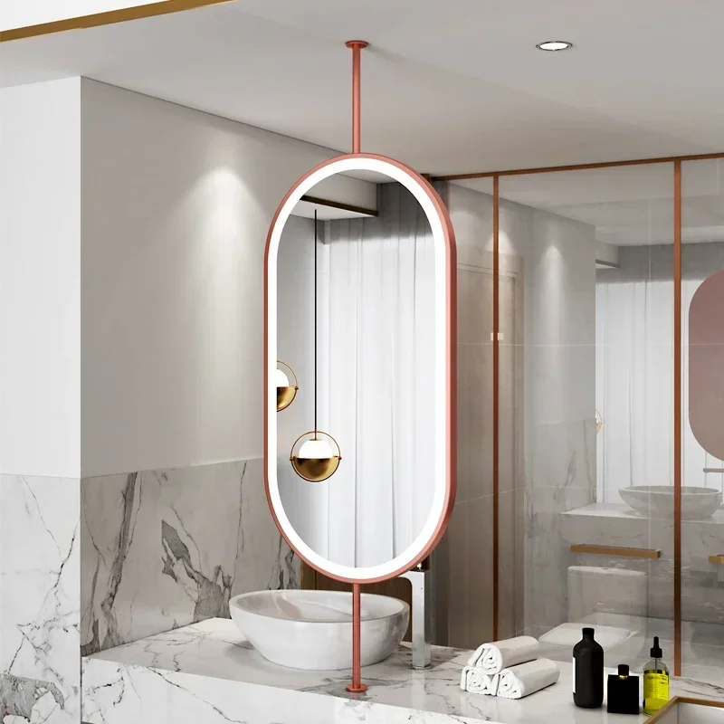 Design Gold Mirror Łazienka Metalowa rama Lustro do montażu na ścianie Owalne Kreatywne Led Espejos Decorativos Akcesoria do dekoracji wnętrz