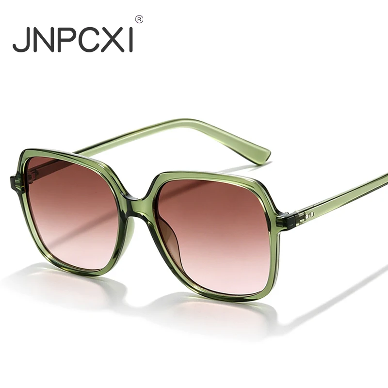 JNPCXI Neue Quadratische Herren-Sonnenbrille mit Nieten Modische Farbverlauf-Gläser UV400 Damen Outdoor Punk Sonnenbrille