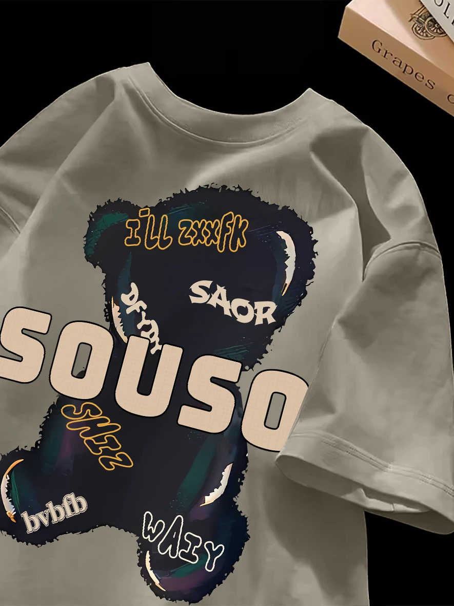 Camiseta de Manga Corta a la Moda, Unisex, para Parejas, Verano, Anti-Pilling, Casual, Guantes Cortos, Otro Material, 100% Có...