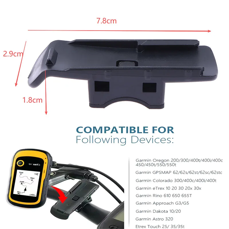Suporte de guidão para motocicleta, 1/3 peças, preto, para garmin e-trex 10/20/30, oregon, colorado, gpsmap62/62s/62st