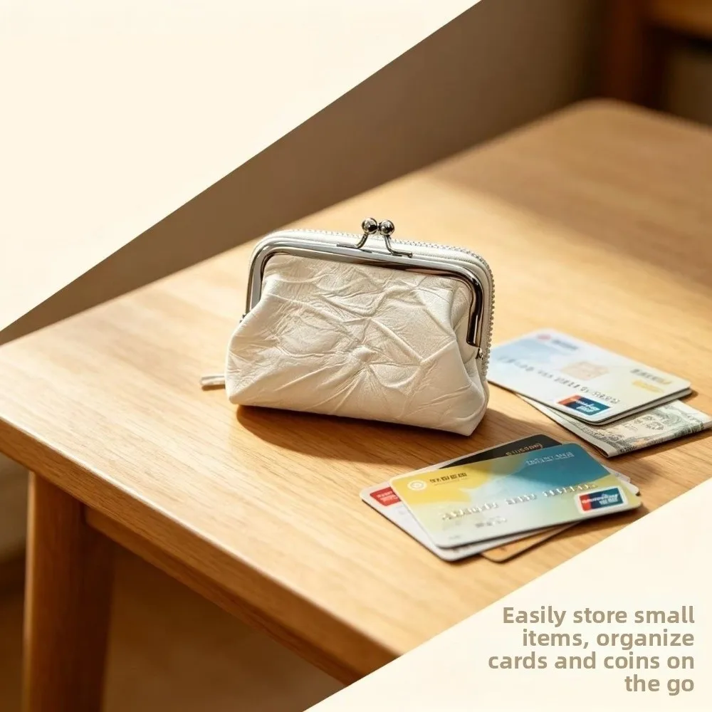 Gifts PU Coin Purse Two-in-One Structure Detachable Wallet Vintage Style Metal Frame Card Holder Daily Carry
