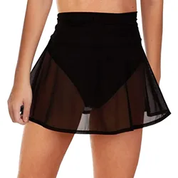 Szorty damskie Sarongy Elastyczny wysoki stan Bandeau A-Line Mini Bikini Smock Letnie seksowne kąpielówki odporne na ekspozycję Sheer Mesh Cover Ups