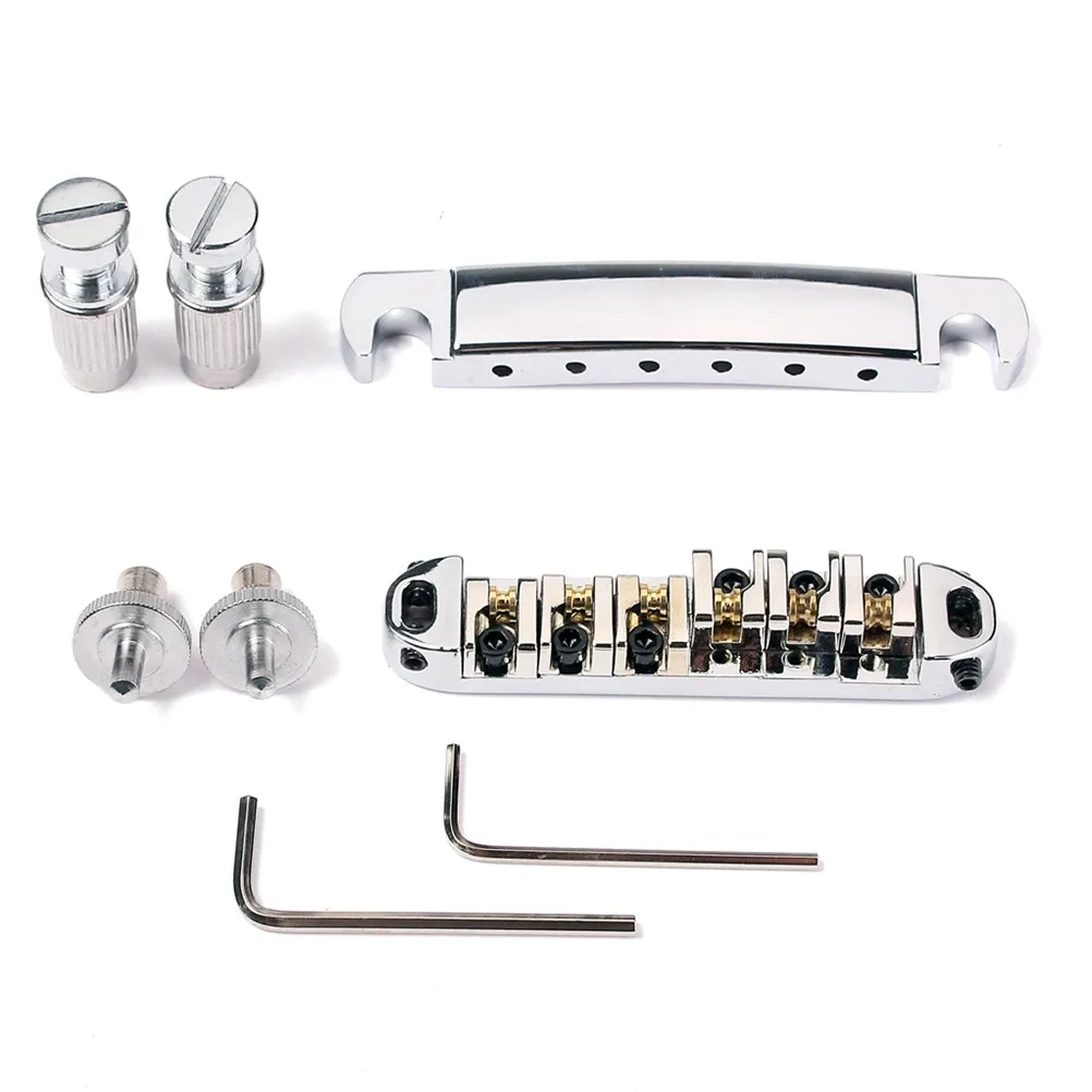 

Bridge Roller Saddle Bridge Tailpiece Studs Wrenches Style Electric Guitar Replacement Parts Silver Adjustable High Gloss