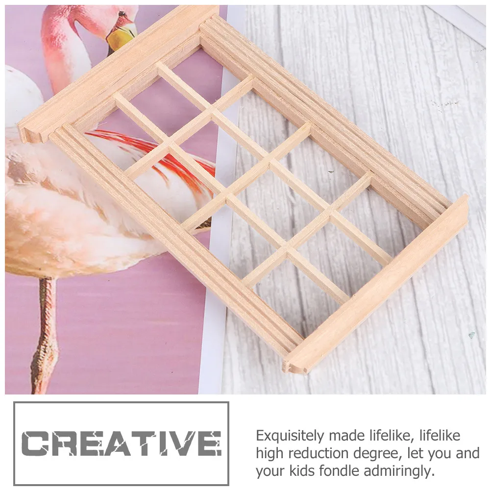 6Pcs Mini Wooden Window Frame Ornaments Mini House Furniture Accessories Lightweight Easy to Install Miniature Window for Tiny