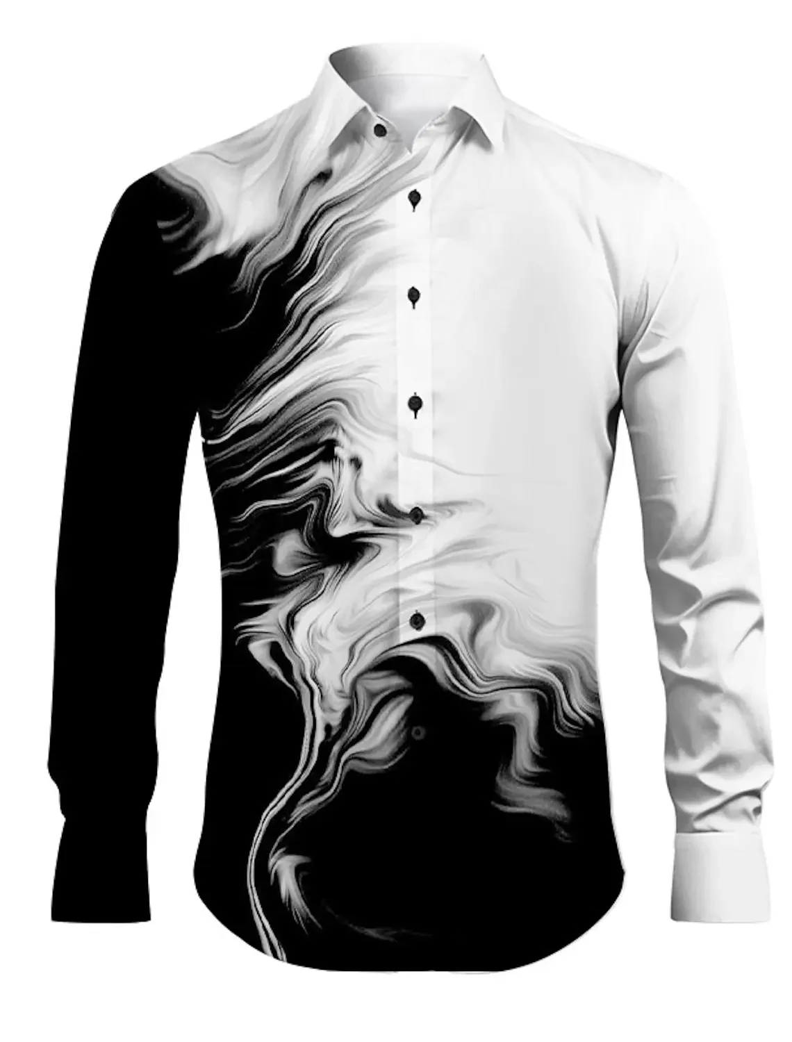 Gradual Abstract Men's Shirt Daily Wear Going out Spring Turndown Long Sleeve Shirts 4-Way Stretch Fabric Shirt Men's clothing