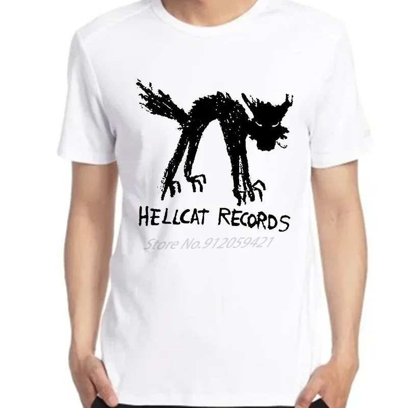 Vinyl Records Seattle Record Store ​Music Cat Hell Cat Unisex Black & White T-Shirt Graphic T-Shirt Summer Men's Clothing