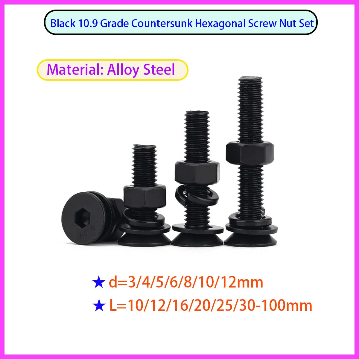 

Internal Hexagon Flat Head Bolt and Nut with 12.9 Grade Alloy Steel Strip Washer