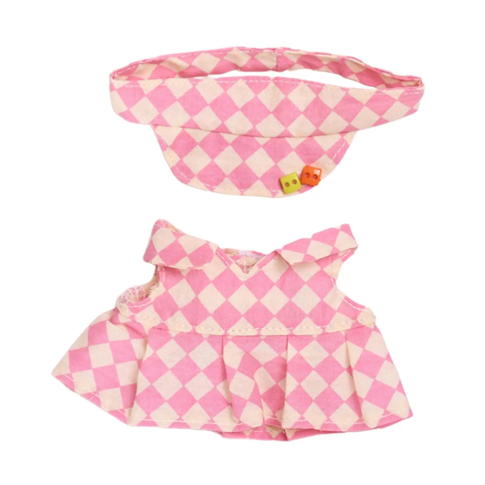 15cm Doll Clothes Doll Dress Kits Soft Stylish Party Dress Grid Tennis Skirt Suit