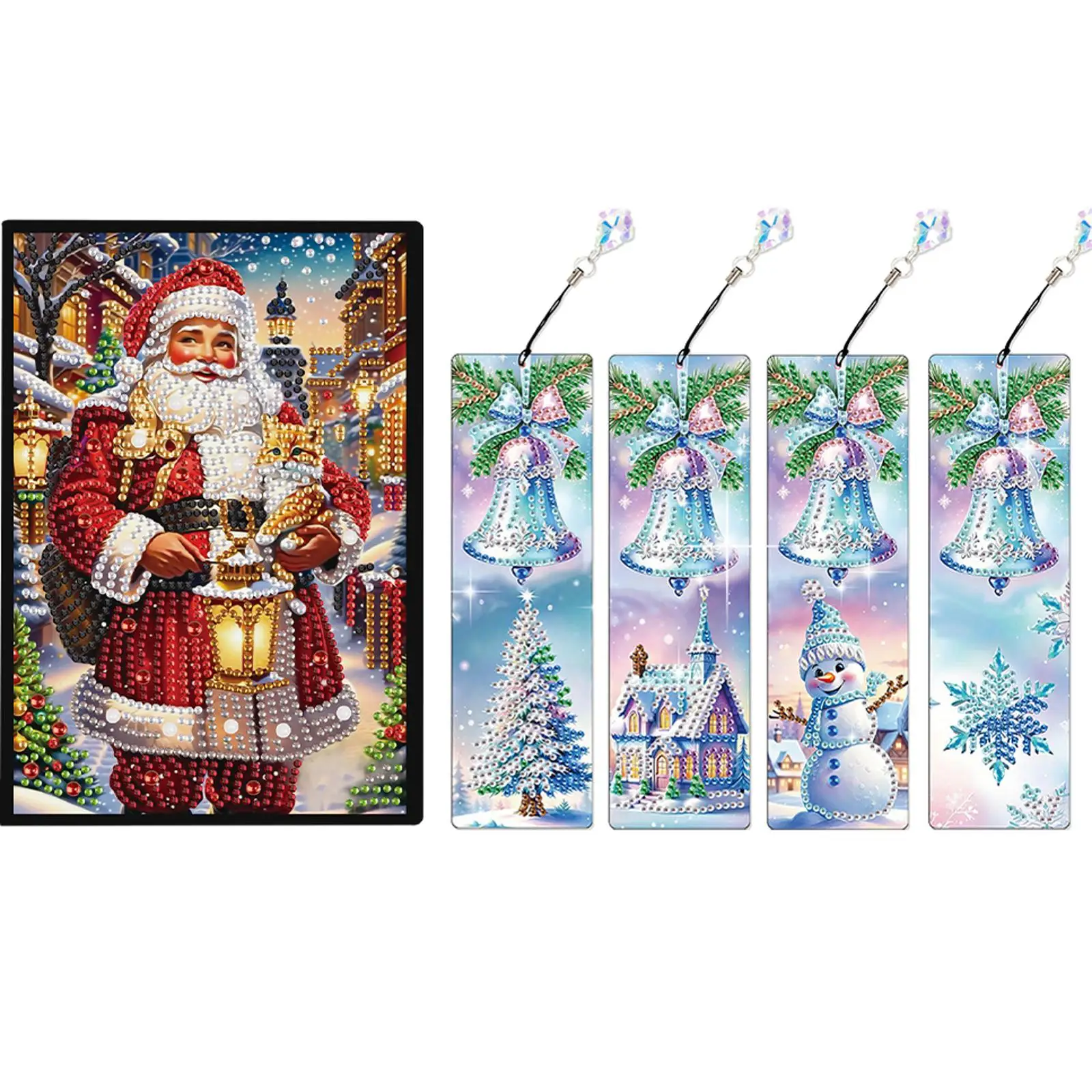 

Santa Claus A5 Size Diamond Painting Notebook Set with 4Pcs Bookmark Gift
