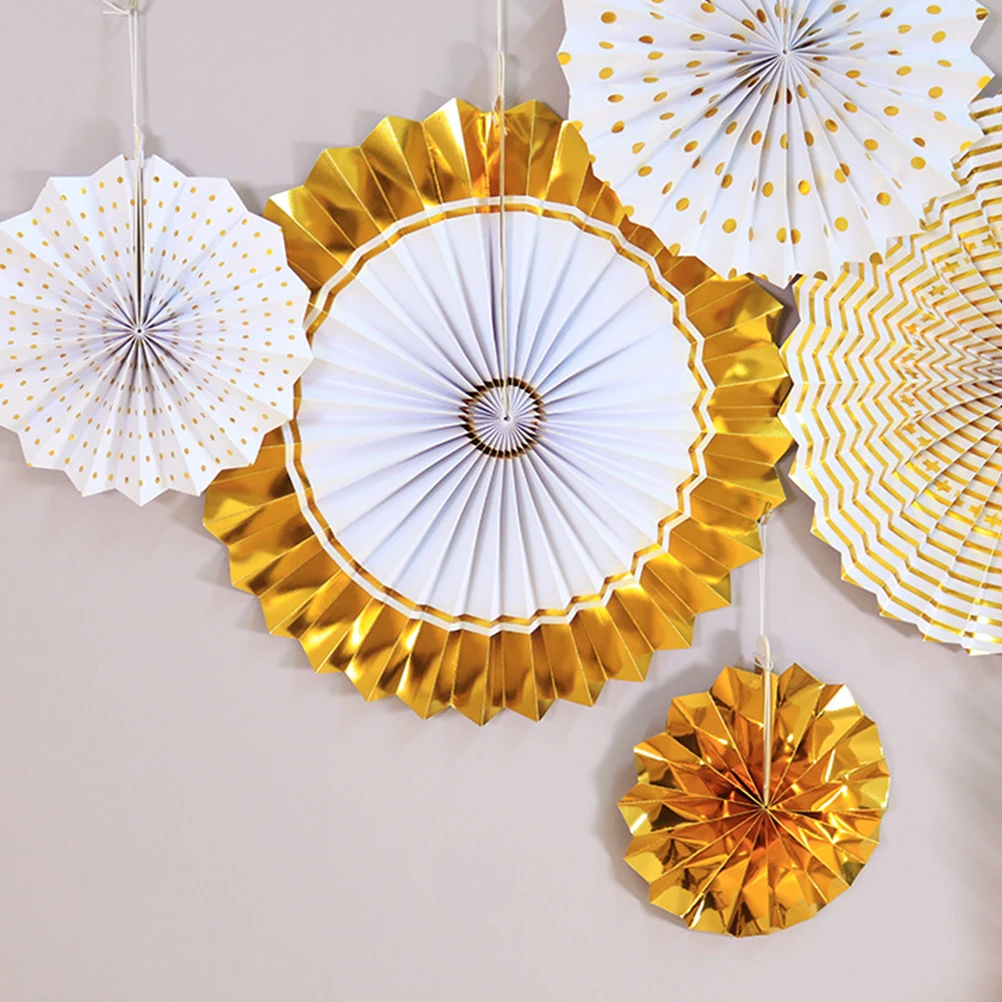

6 Pcs Romantic Decoration Wedding Fan Flower Party Accessory Stage Background for