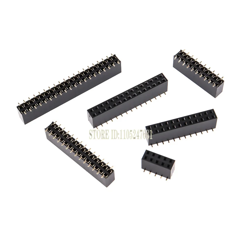 2/10Pcs SMD/SMT Double Row Female Header 2.54mm Pitch 2×2/3/4/5/6/7/8/9/10/12/16/20/40Pin Strip Connector for PCB