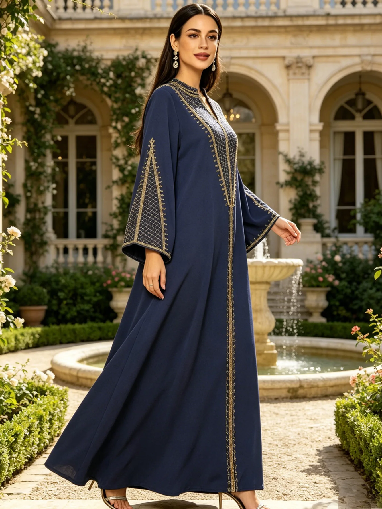 New Muslim Women Navy Blue Bel - Ethnic Gown 评论和价格
