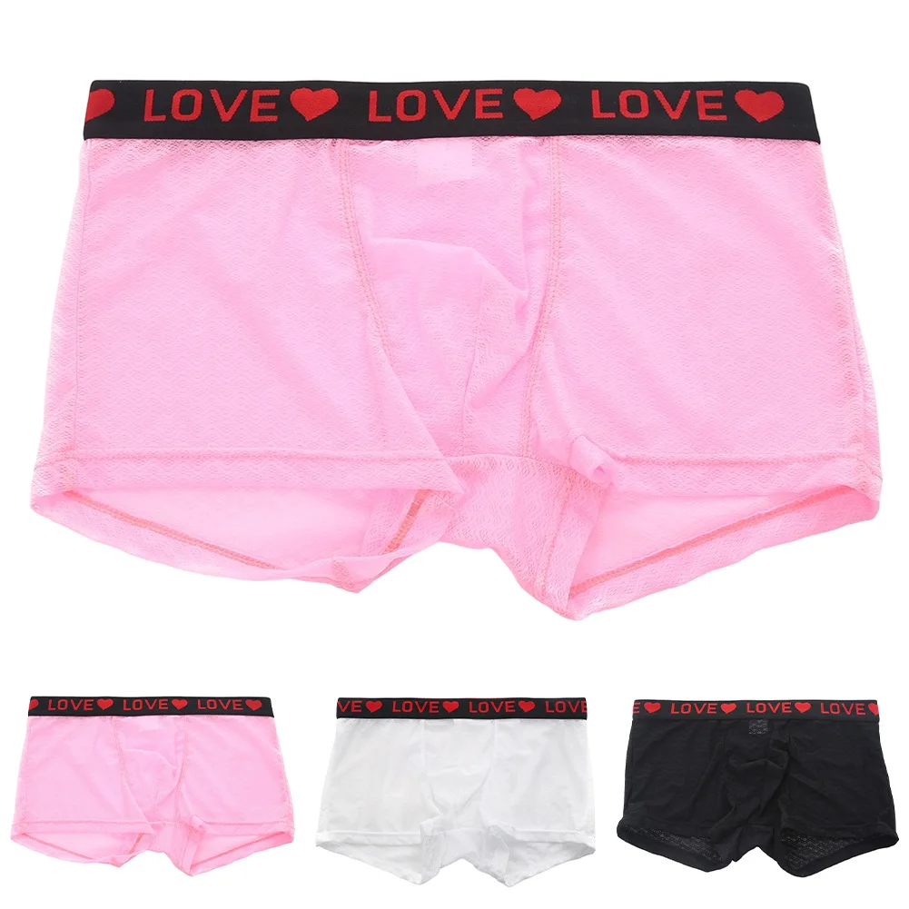 

2025 New Men Mesh Translucent Underwear Boxer Shorts Lace Sheer Lingerie Breathable Trunk