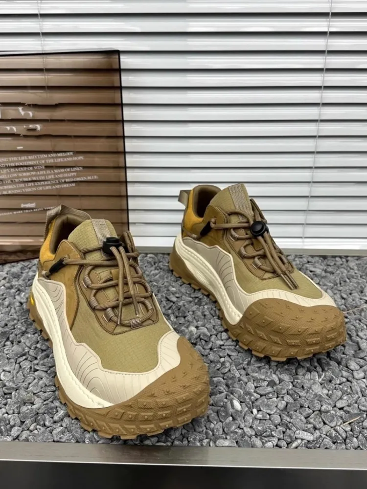 Mens Outdoor Sport Shoes Lace Up Round Toe Thick Bottom Patchwork Running Trainers Breathable Comfortable Jogging Sneakers